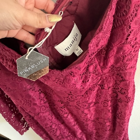 Pinkblush Burgundy maternity Lace Long Sleeve Dress - Picture 4 of 5